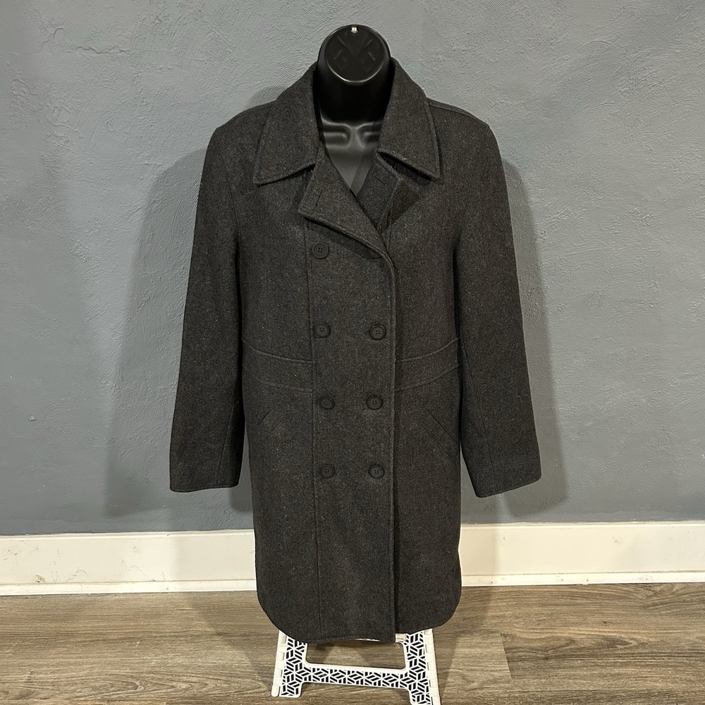 Gap Wool Pea Coat Double Breasted‎ Gray Women's Medium City Overcoat Y2K 2000s